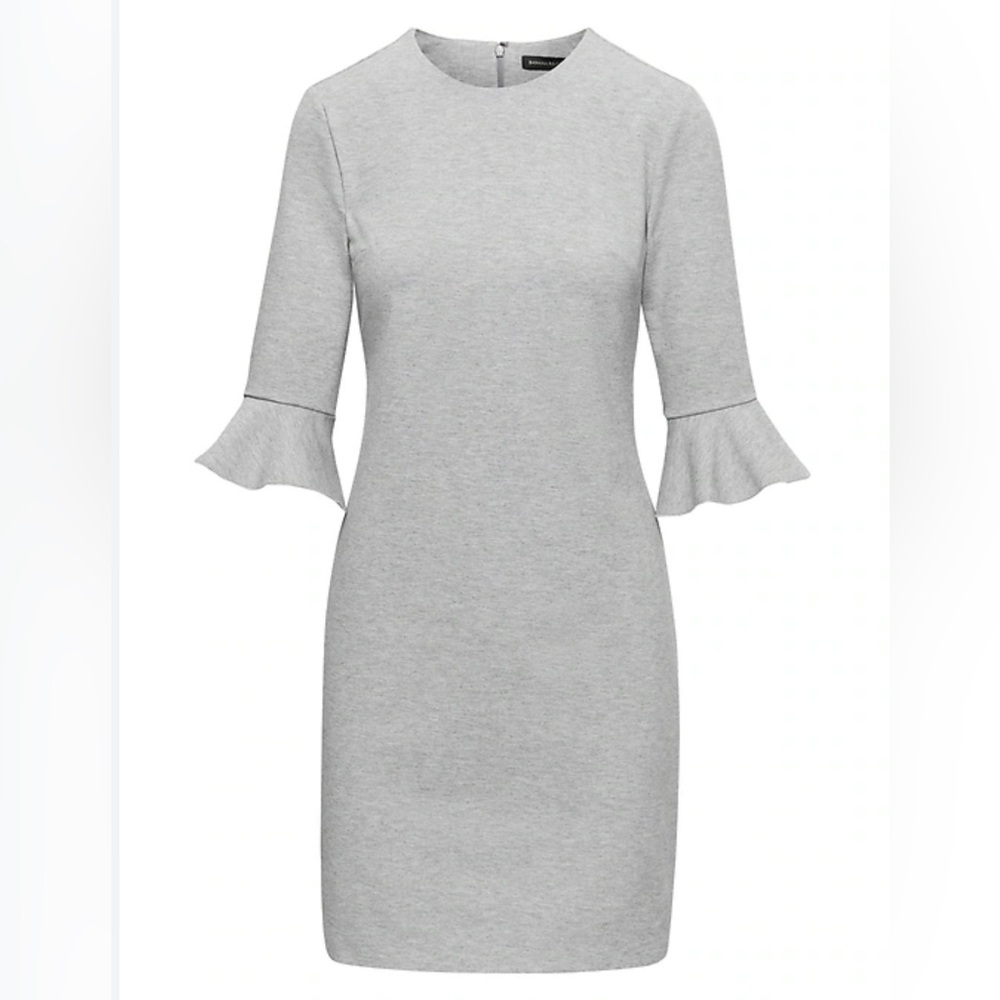 Banana Republic | Gray Shift Dress. Pointe with‎ ruffle sleeve